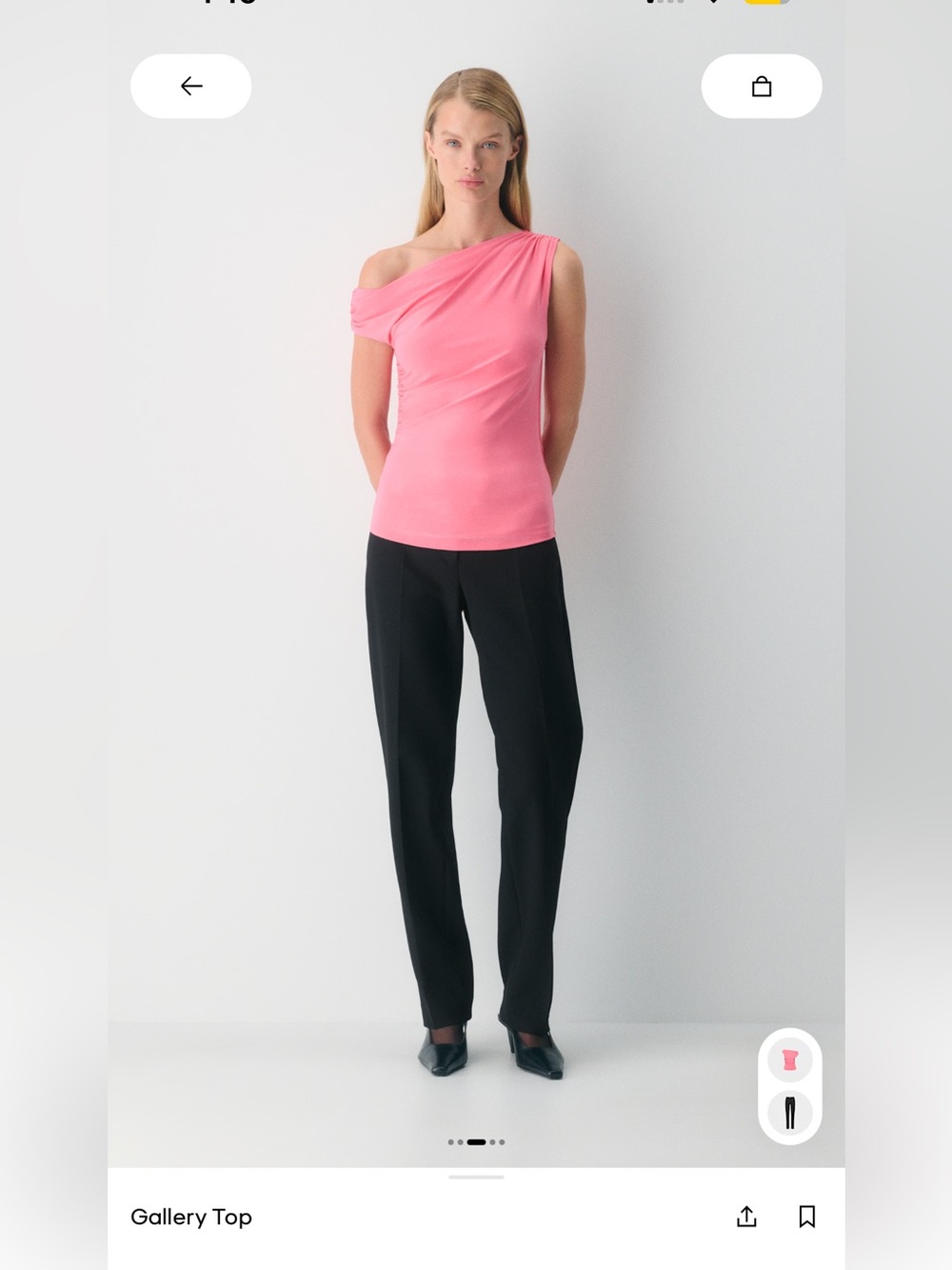 Aritzia One-Shoulder Ruched Tank in Coral Pink - Picture 3 of 7
